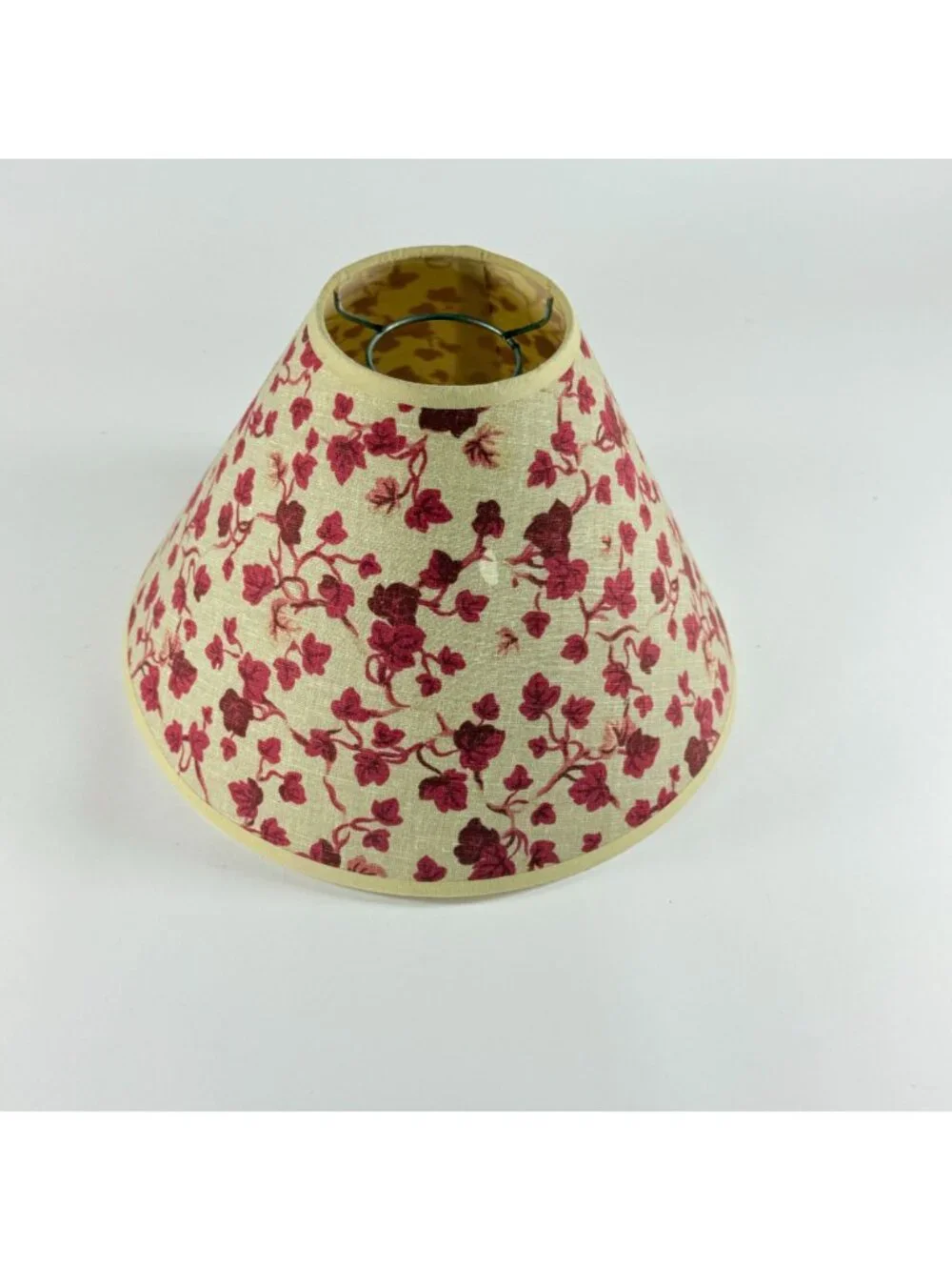 Vintage Floral Lamp Shade Beige & Red Fabric Bell Shape Stylish